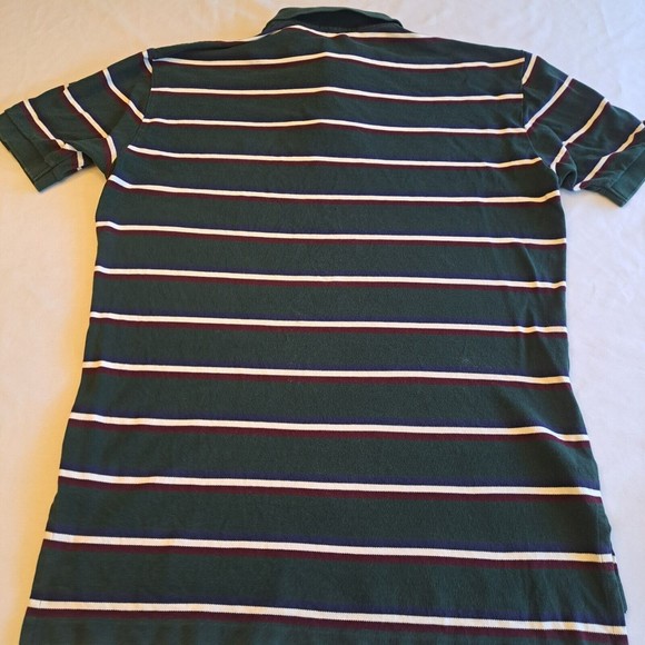 VTG Polo Ralph Lauren Shirt Men's LARGE Green Blue Red STRIPED Pony Logo Rugby - Picture 3 of 8
